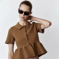 ZARA ニットぺプラムカーディガン