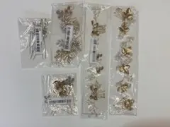 ゴールド シルバー 花と葉 モチーフ ヘアアクセサリー ブライダル 5点セット