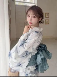 GRL 3点セット2Way水彩花柄浴衣セット[fy027] ショート　グレイル