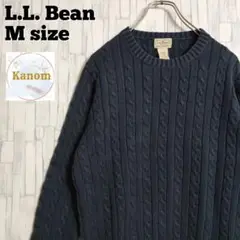 【古着】エルエルビーン コットン フィッシャーマンニット ケーブル編み目 M