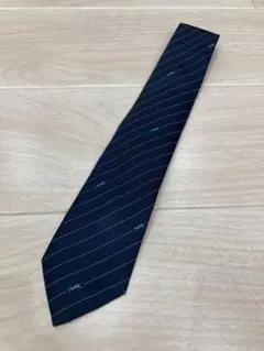 7. 【美品】イヴサンローラン ネクタイ 青ストライプ ナロータイ 希少デザイン