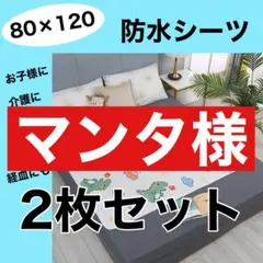 マンタ様　キッズ 介護 寝具 防水シーツ 恐竜柄 男の子80×120 １枚