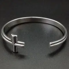 クロス シルバー 925 バングル シンプル キリスト 十字 ブレスレット