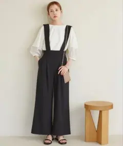 サスペンダー付きパンツ ROPE' PICNIC ロペピクニック　黒　サイズ36