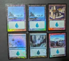 MTG　マジック：ザ・ギャザリング 基本土地 青 　島　6枚セット　foil