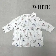 ★新品★ WHITE シアーブラウス　七分袖　花柄　ベージュ　Mサイズ