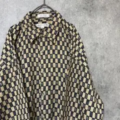 90s vintage 半袖　柄シャツ　レーヨン　メンズ　M 古着　個性派