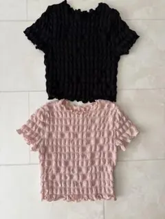 【美品】ジーユー　GU リブ編み 半袖Tシャツ 2色セット　トップス
