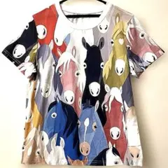 乗馬用品　新品未使用ホースデザイン　馬柄半袖Tシャツ　優しい眼差し
