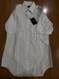 新品タグ付きLANVIN ランバン半袖シャツ ホワイトチェック 38