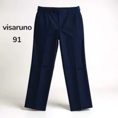 VISARUNO スラックス パンツ 91 ネイビー ストライプ 薄手 メンズ