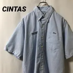 N-4771 CINTAS アメリカ古着 ワークシャツ 半袖 企業ロゴ 刺繍 L