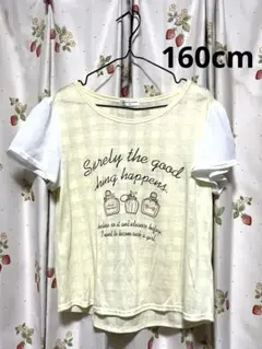 イエローチェック柄Tシャツ 160