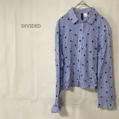 【ディバイデッド】 ドット柄 ブルー　青　ストライプシャツ レディース　1623