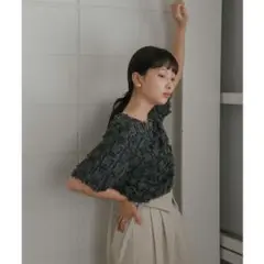 Bab ツイードチェックブラウス