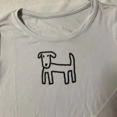 ワコール　マタノアツコ　オフホワイト　犬のイラスト 長袖Tシャツ