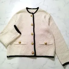 Mila Owen 美品 金釦ショート丈ニットカーディガン パイピング 0