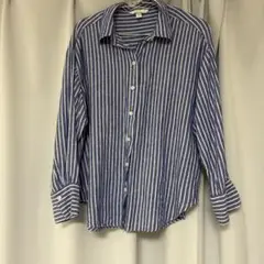 H&M リネンブレンド ストライプ レディース長袖シャツ XS
