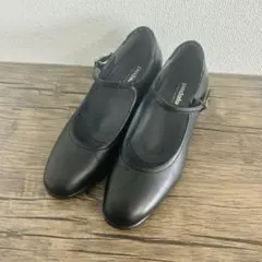 pedara ストラップパンプス　ブラック　レザー　22cm