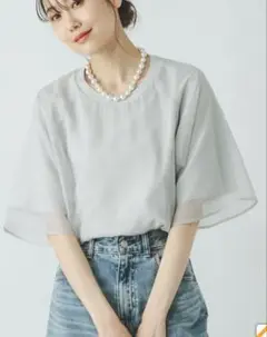 シフォンドッキング トップス ライトグレー