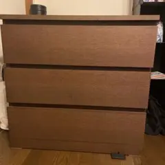 【直接配送有り】ダークブラウン木製チェスト 3段