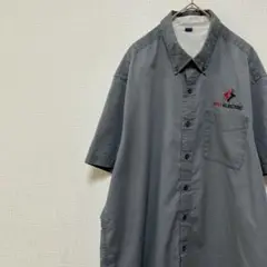 JOESUSA.COM ワークシャツ 半袖 グレー 刺繍ロゴ 古着