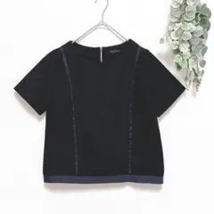 Unaca アナカ☆カットワークトップス☆38☆ネイビー☆ボートネック☆綺麗め