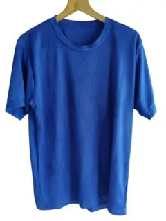 幾何学模様 青 半袖 Tシャツ　Lサイズ