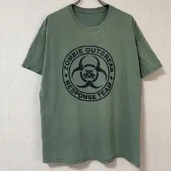 447 緑 zombie アメリカ古着 Tシャツ カーキ プリントTシャツ