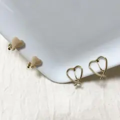ハートのイヤリング2点セット