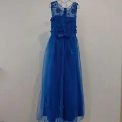 ジュニア青い花柄レースロングドレス170