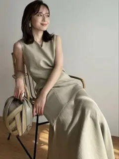 ✨美品✨アニュアンス リネンライクツイードマーメイドワンピース フリンジ ロング アニュアンス anuans リネンライクツイードマーメイドワンピース