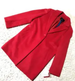 未使用 LANVIN COLLECTION アルパカ混チェスターコート 赤 38