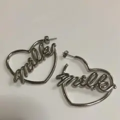 MILK ミルク ハート フープ ピアス シルバー