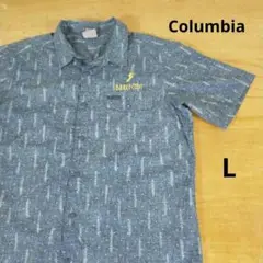 輸入古着　Columbiaコロンビア　裸足刺繍　総柄 アウトドア半袖シャツ