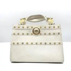 【希少】 VERSACE ハンドバッグ レザー サンバースト ホワイト