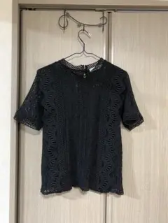 ブラック レース 半袖 トップス