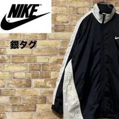 NIKE　ナイキ　銀タグ　90s ナイロンジャケット　白黒　キッズM(8-10)
