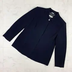 美品 マリナ リナルディ ストライプ ステンカラージャケット 黒XL*HB584