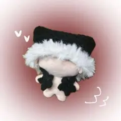ふわふわ ぬい服 ぬいぐるみ ちびぐるみ 黒 猫耳ニット帽 編み物 ハンドメイド