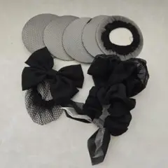 フラメンコ用黒のヘアアクセサリーセット　8点