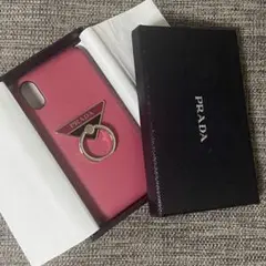 【新品未使用】PRADA iPhoneXケース ピンク リング付き