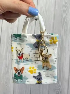 ハンドメイド 手のひらサイズ かわいい 犬 ミニトート チャーム レトロ