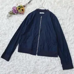 【アースミュージック】コットン　ジャンパー　ブルゾン　ジップアップ　ネイビー　Ｌ