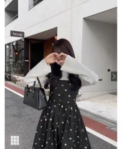 ⭐︎ グレイル GRL 花柄ジャガードフレアワンピース ブラック ⭐︎