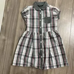 COMME CA ISM チェック柄 半袖ワンピース 100A