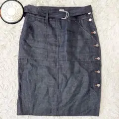 鑑定済・極美品✨エルメス デニムスカート ベルト セリエボタン ゴルチエ期 40
