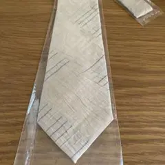 ベージュ リネン ストライプ ネクタイ