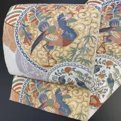 【着】9775m 袋帯 丸に鳥・花・唐草・亀甲文様