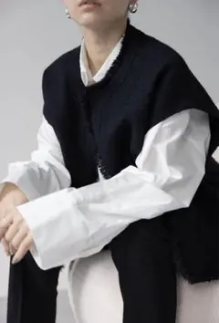 【美品】Na.e ナエ　Novel Tweed Vest_black na.e Novel Tweed Vest_black ナエ ジレ ベスト